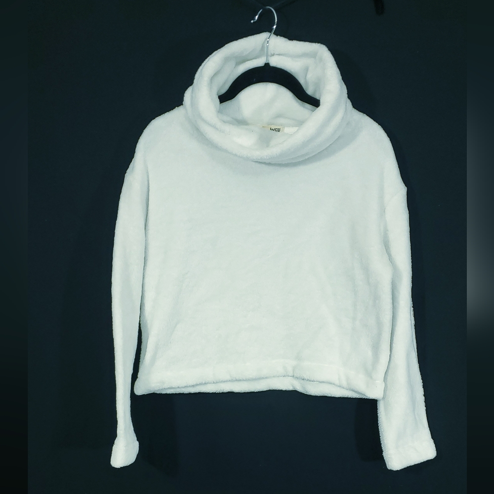 Fluffy white cowl neck sweater - Picture 2 of 2